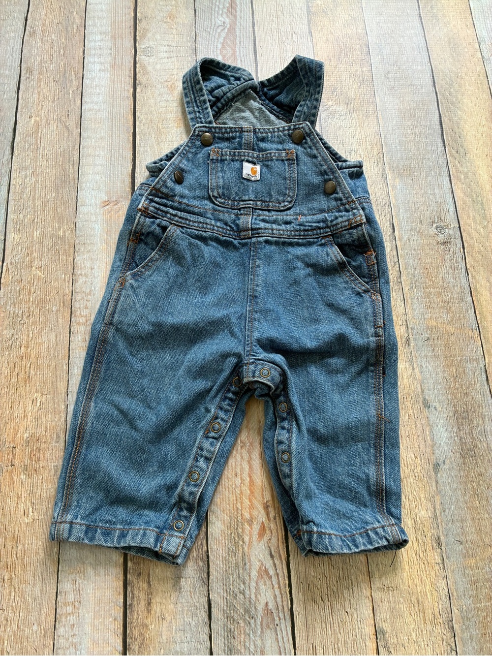 Carhartt Blue Denim Baby Overalls Size 12 Month